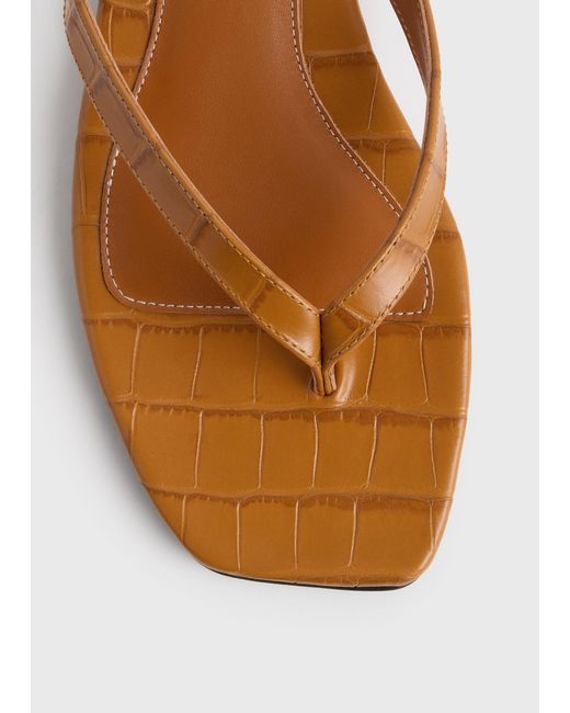 Totême White Croco-Embossed Flip Flops