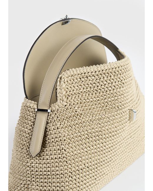 Totême  Natural T-Lock Woven-Leather Top Handle