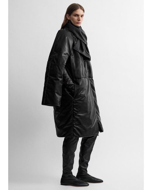 Totême Black Padded Leather Coat