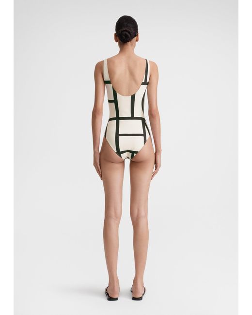 Totême White Monogram Swimsuit Ecru