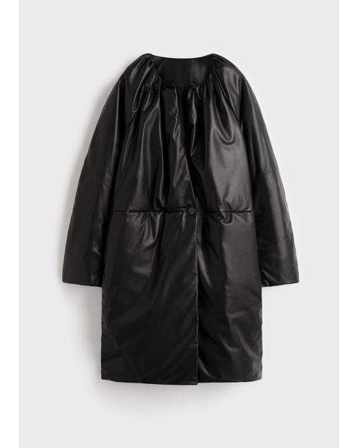 Totême Black Padded Leather Coat