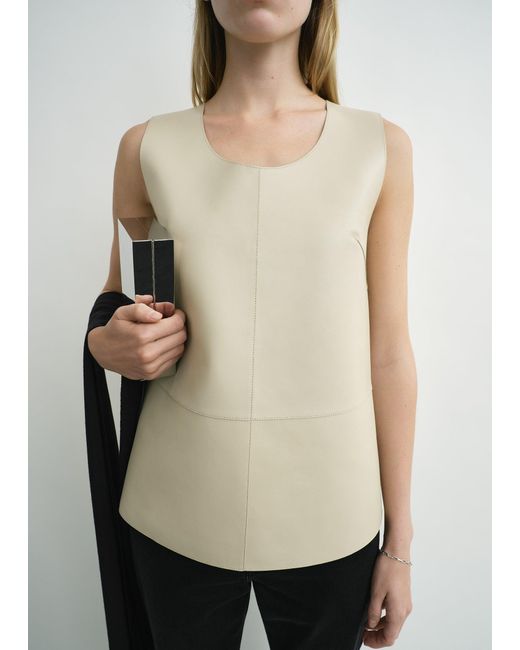 Totême  White Scoop-Neck Leather Top