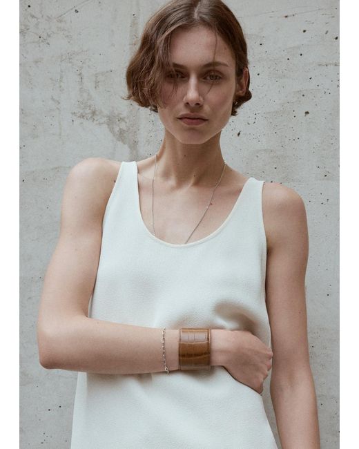 Totême White Croco-Embossed Cuff