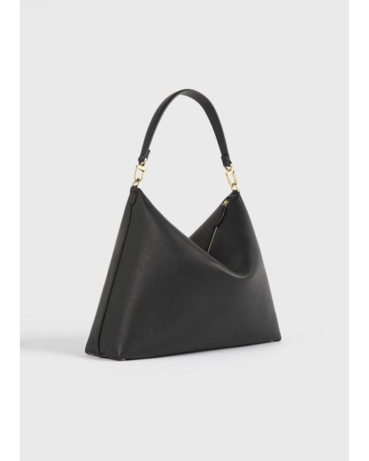 Totême  Black Medium Bevel Grained-Leather Bag