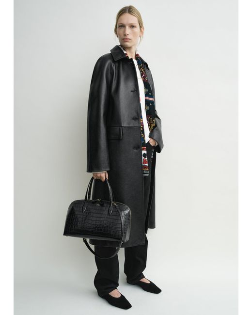 Totême Black Medium Croco-Embossed Day Tote