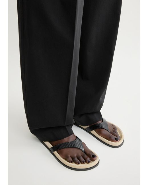 Totême White Contoured Lizard-embossed Flip Flops