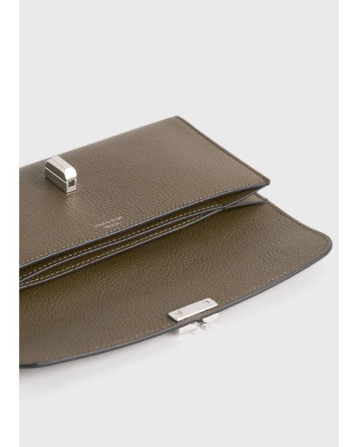 Totême Gray T-Lock Grained-Leather Wallet