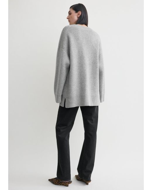 Totême Gray Longline Cardigan Pale