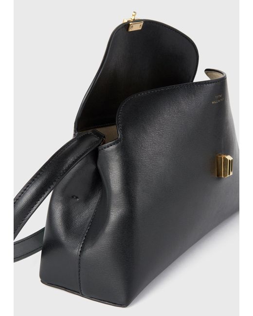 Totême Black T-Lock Leather Clutch