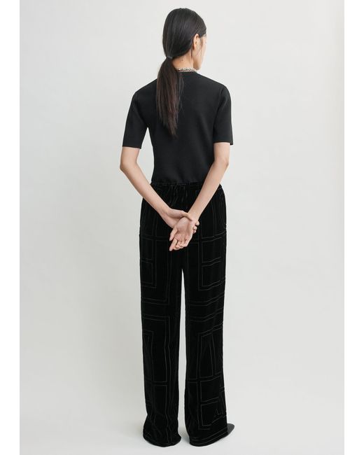Totême  Black Monogram Devoré Pj Bottoms