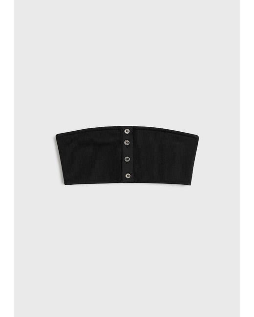 Totême  Black Ribbed Strapless Bikini Top