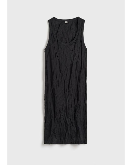 Totême Black Crinkled Cotton Tank Dress