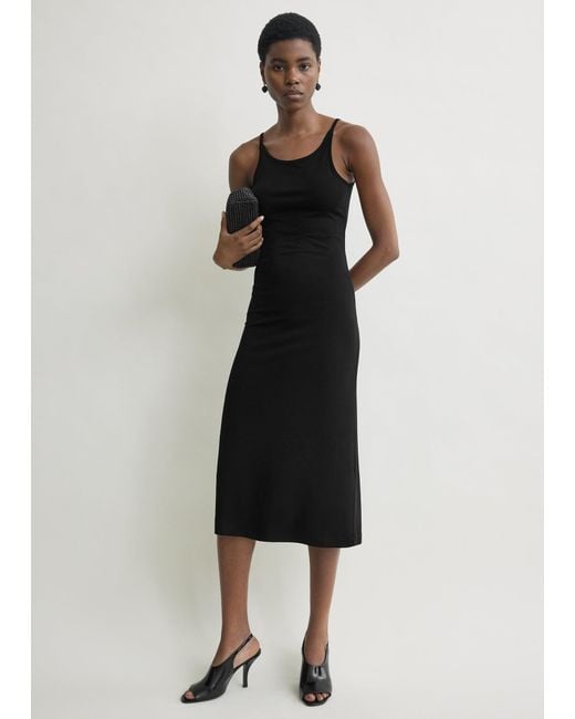 TOTEME Fluid Slip Dress in Black | Lyst