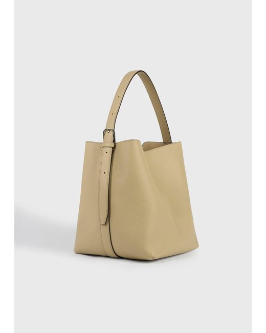 Totême White Medium Belted Grained-Leather Tote