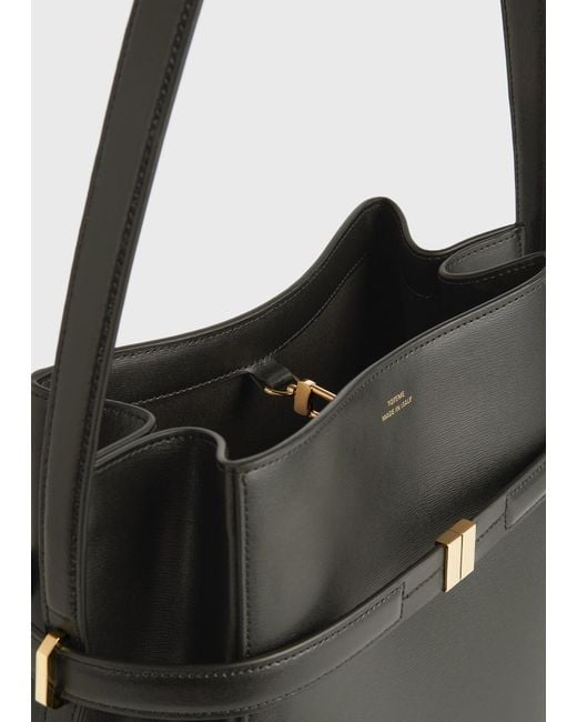 Totême  Black Belted Leather Bucket Bag