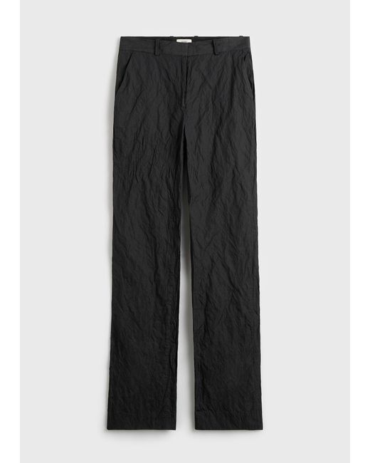Totême Black Crinkled Cotton Trousers
