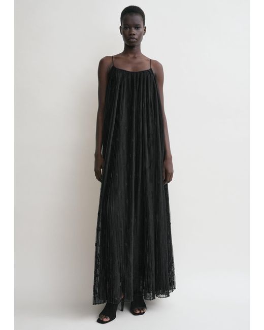 Totême Black Floral Tulle Dress