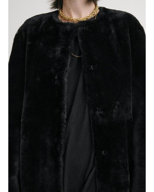 Totême Black Plush Shearling Jacket