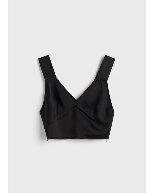 Totême Black Cropped Satin Camisole