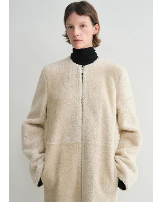 Totême Natural Zipped Teddy Shearling Coat