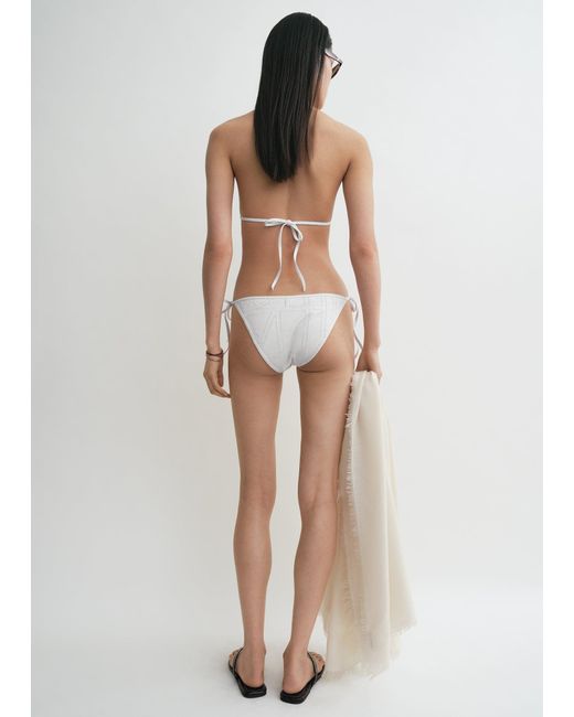 Totême White Monogram Pointelle Bikini Bottoms