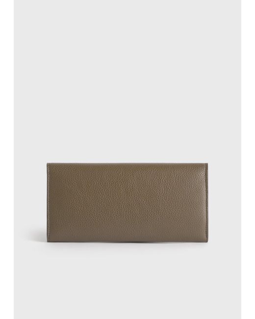 Totême Gray T-Lock Grained-Leather Wallet