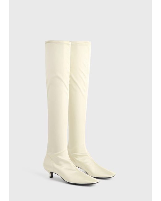 Totême  White Satin Knee-High Boots