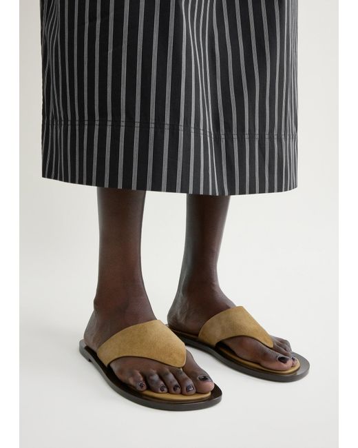 Totême  White T-Bar Suede Sandals