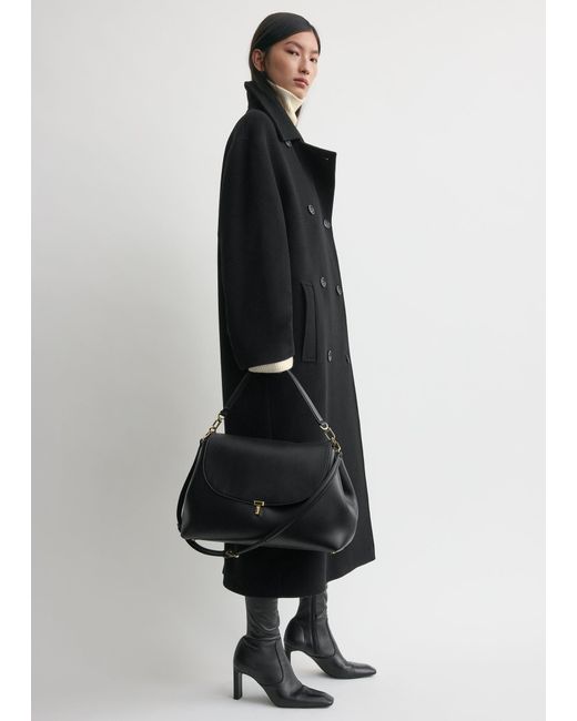 Totême  Black T-Lock Leather Satchel