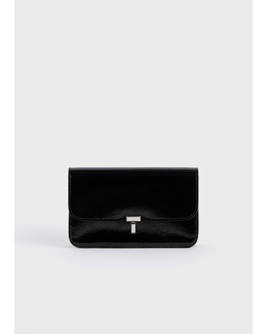Totême White T-Lock Grained-Patent Crossbody