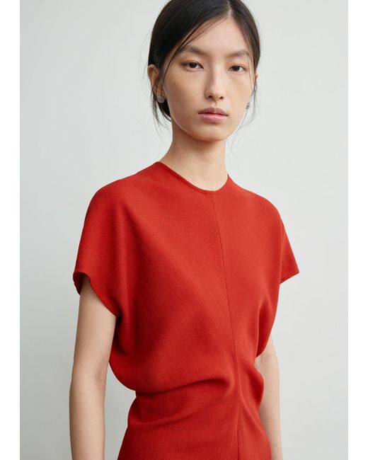 Totême Red Slouch Waist Wool Dress