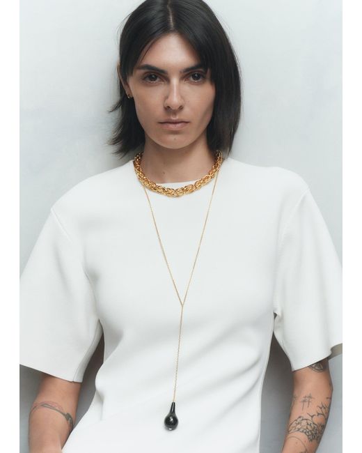 Totême White Large Onyx Drop Necklace