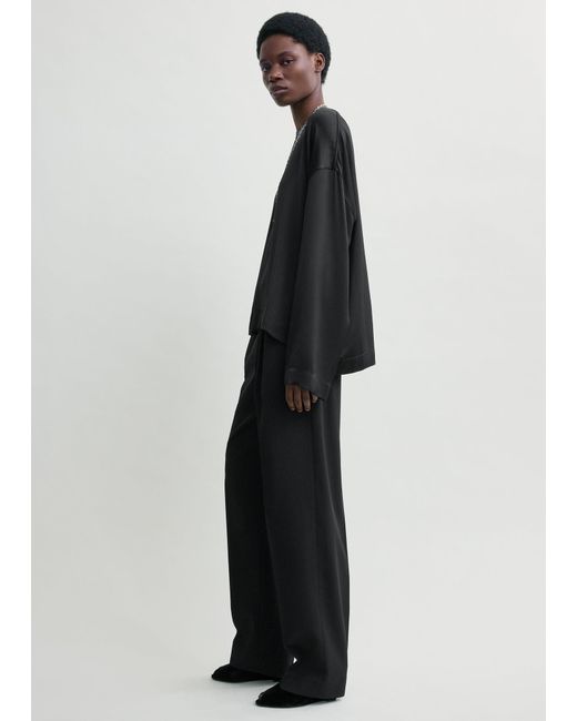 Totême Black Boxy Satin Top