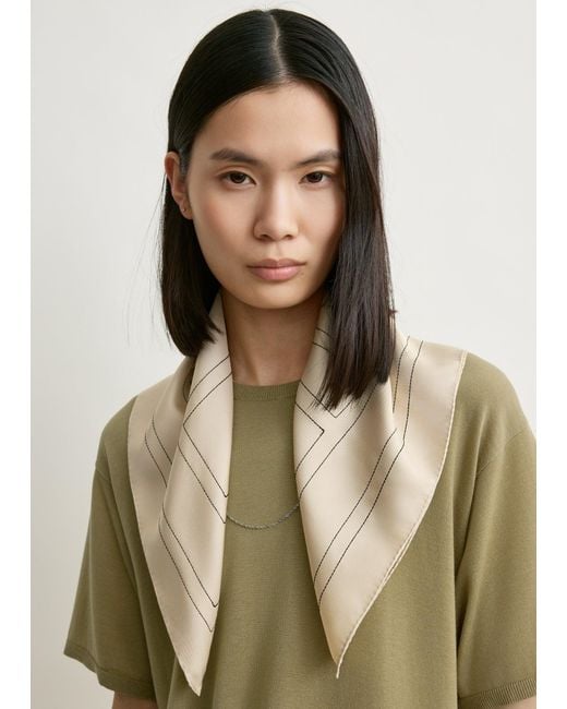 Totême Natural Embroidered Monogram Silk Scarf