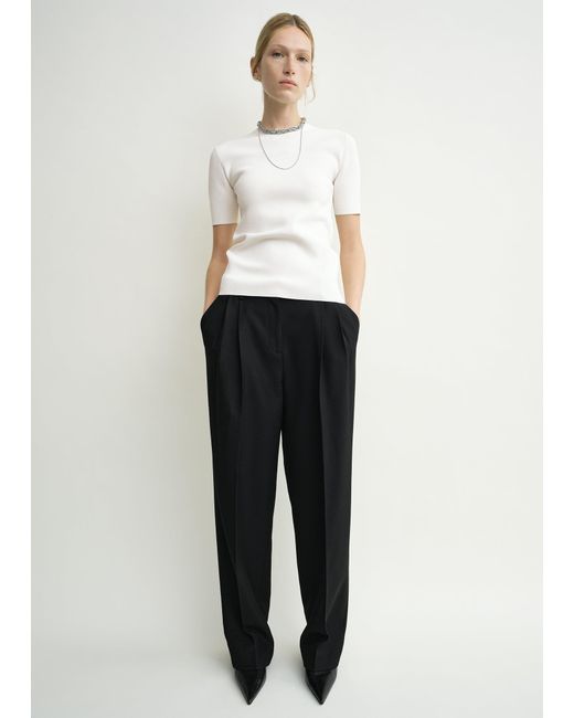 Totême White Double-Pleat Tailored Trousers