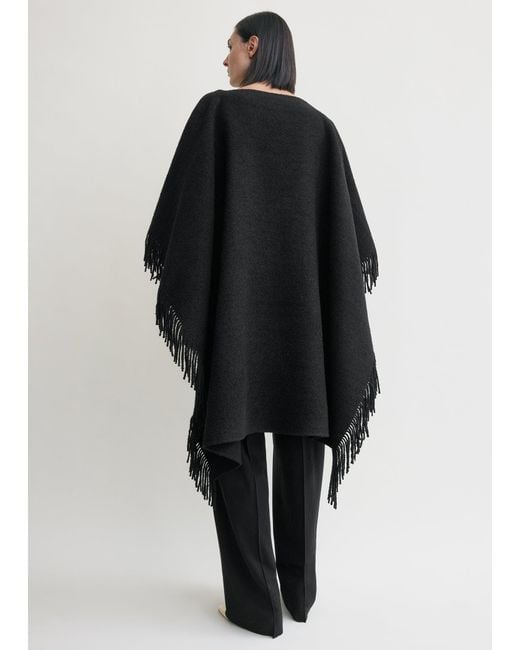 Totême  Black Fringed Poncho