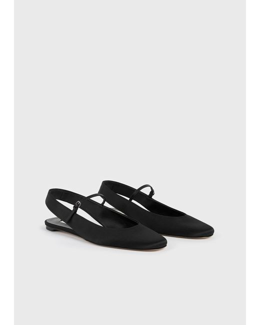 Totême White Slingback Satin Mary Janes