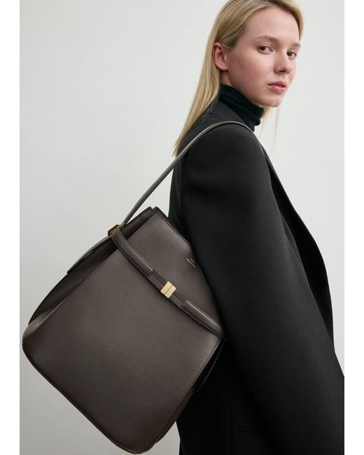 Totême  Black Belted Leather Bucket Bag