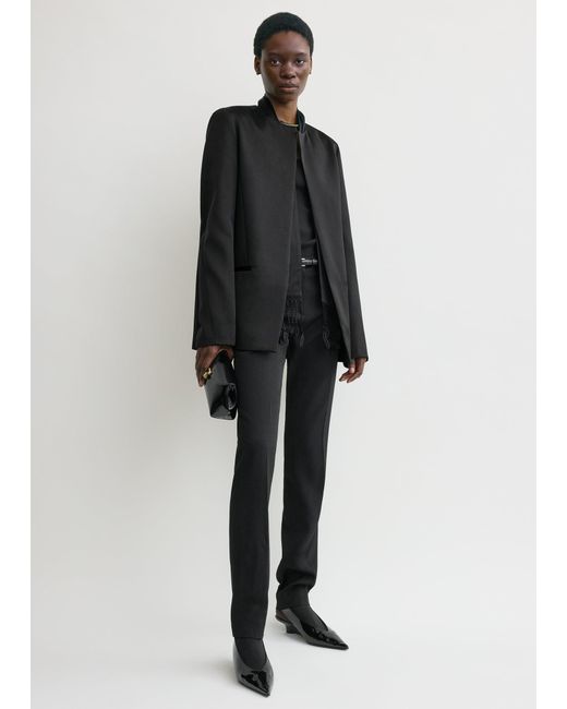 Totême Black Satin Dinner Jacket