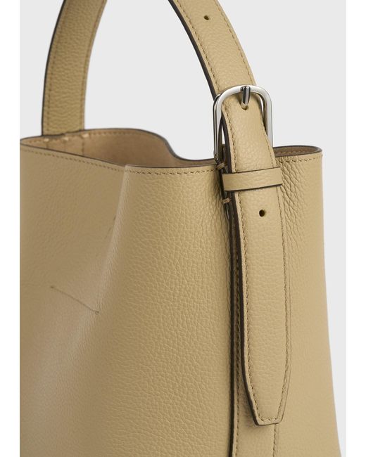 Totême Metallic Small Belted Grained-Leather Tote