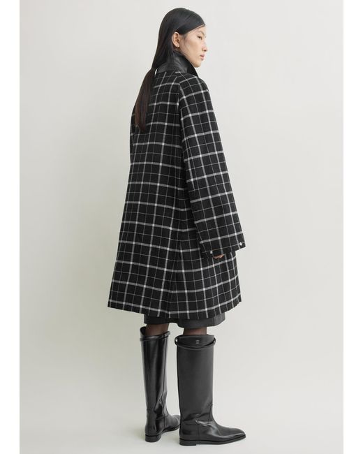 Totême Black Windowpane Country Coat