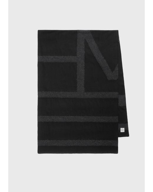 Totême Black Monogram Twill Scarf