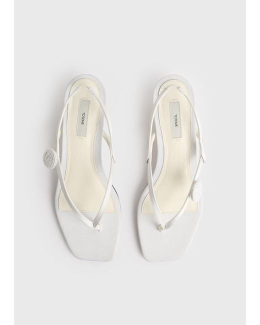 Totême  White Slingback Satin Flip Flops