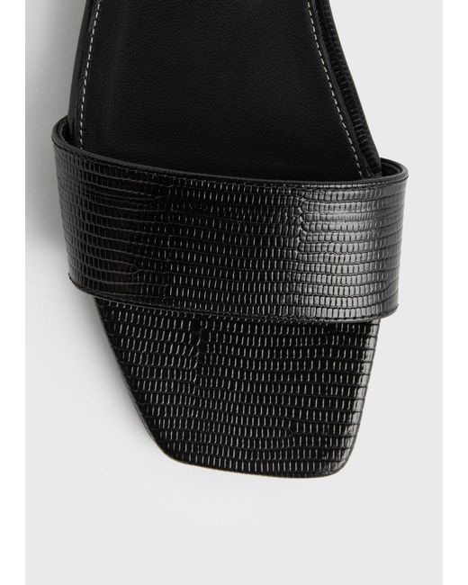 Totême White Slim Lizard-Embossed Bandeau Slides
