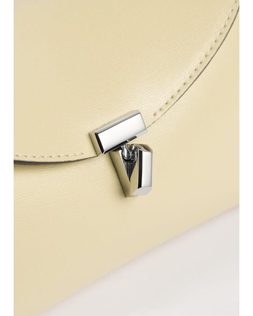 Totême White Mini T-Lock Leather Clutch