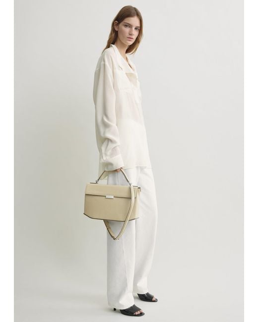 Totême White Clip Polished-Leather Top Handle