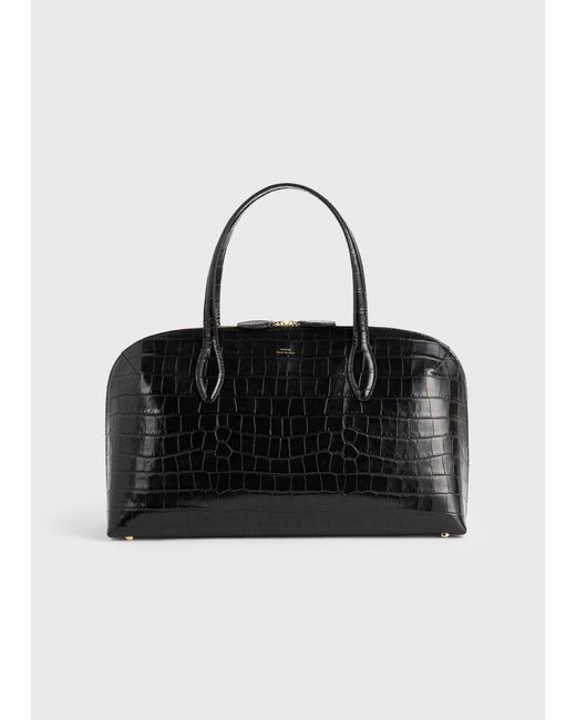 Totême Black Medium Croco-Embossed Day Tote