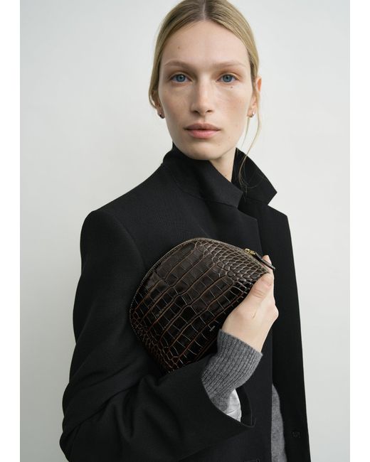 Totême Black Small Croco-Embossed Day Pouch