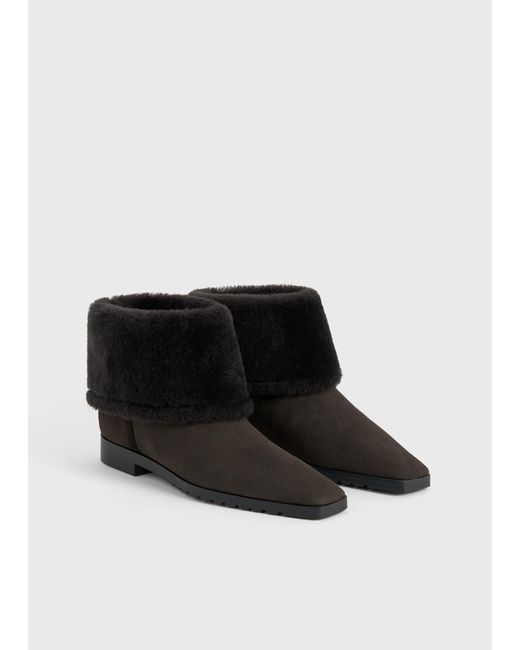 Totême  Black Fold-Down Shearling Boots