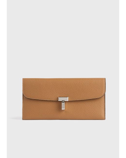 Totême Natural T-Lock Grained-Leather Wallet